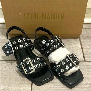 Steve Madden Black Sandals with Metallic Accents
